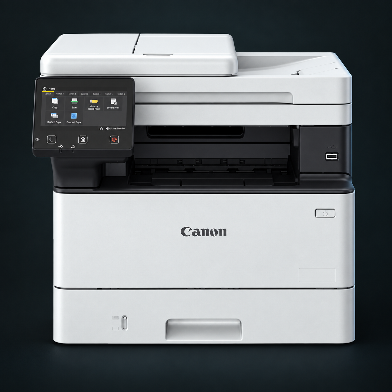 Canon MF463dw целиком — студийная иллюстрация на основе фотографии аппарата